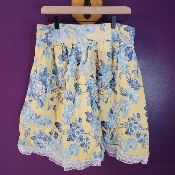Vintage Handmade Yellow Floral Midi Skirt - Picture 1 of 4